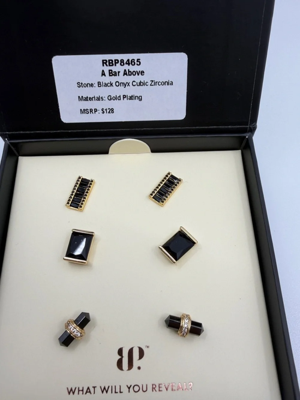 Bomb Party Custom Tray of Studs - Gold and black onyx